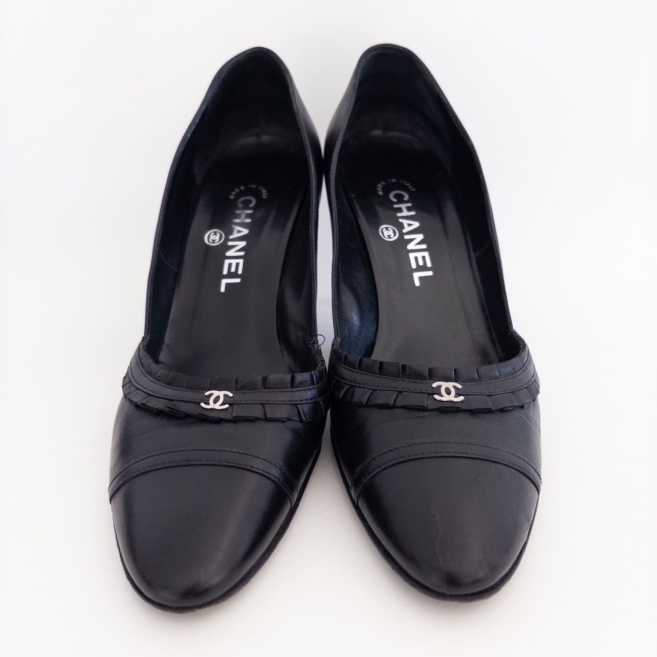 Chanel Oxford Style Logo Pumps