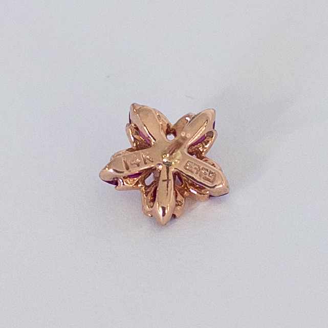 14K Gold Effy Ruby and Diamond Flower Earrings