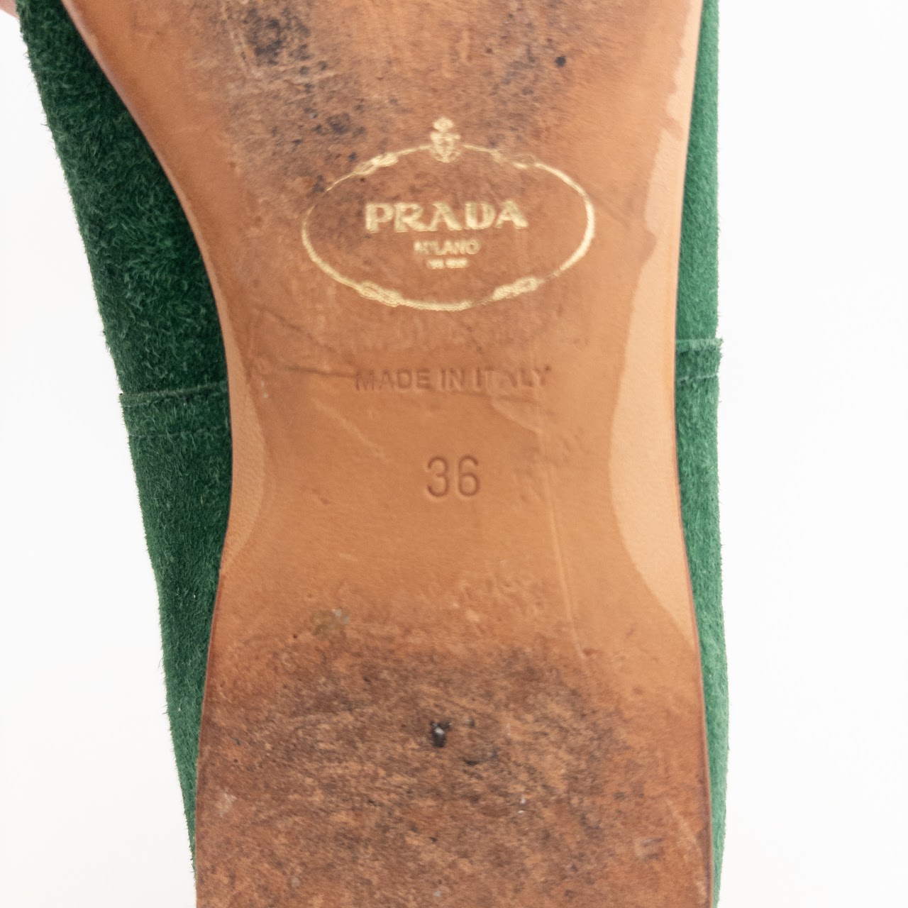 Prada Suede Peep Toe Ballet Flats