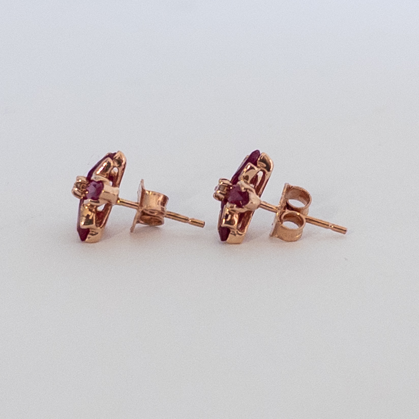 14K Gold Effy Ruby and Diamond Flower Earrings