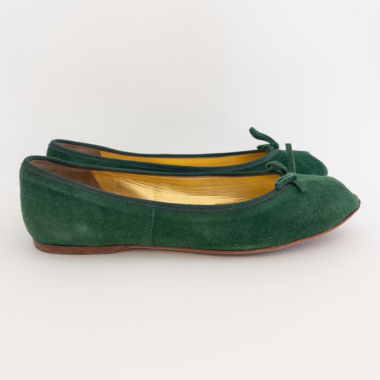 Prada Suede Peep Toe Ballet Flats