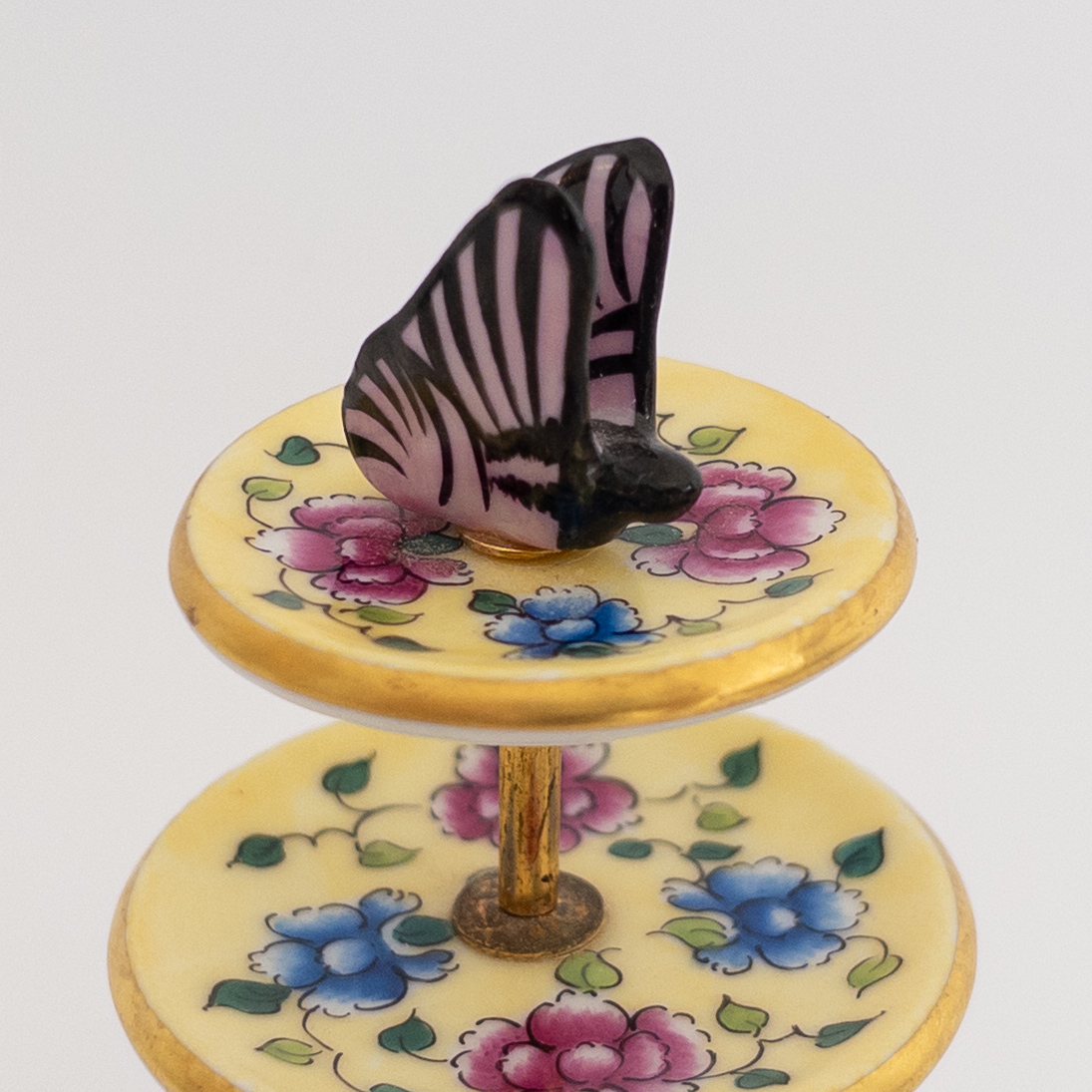 Limoges Limited Edition Three-Tiered Floral Server Miniature Box