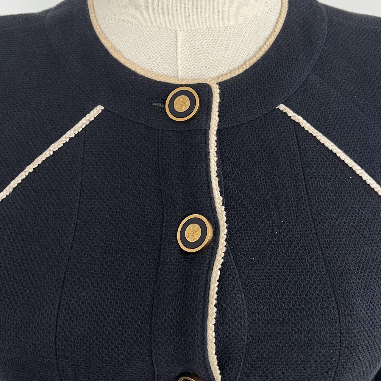 Chanel Boutique Cotton Pique Navy Blue Suit