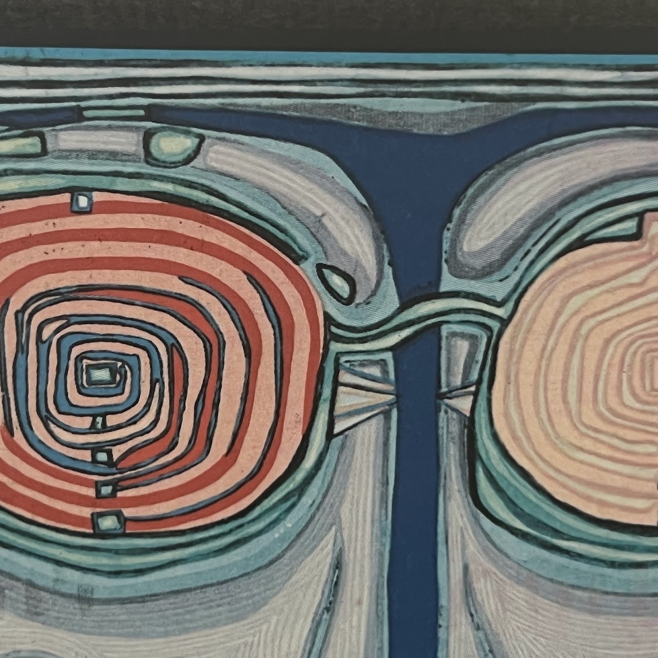 Friedensreich Hundertwasser 'Spectacles in the Small Face' Print in Custom Frame