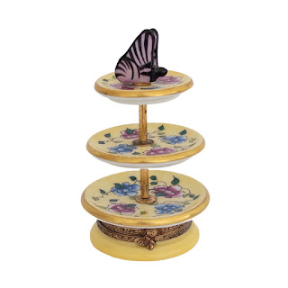 Limoges Limited Edition Three-Tiered Floral Server Miniature Box