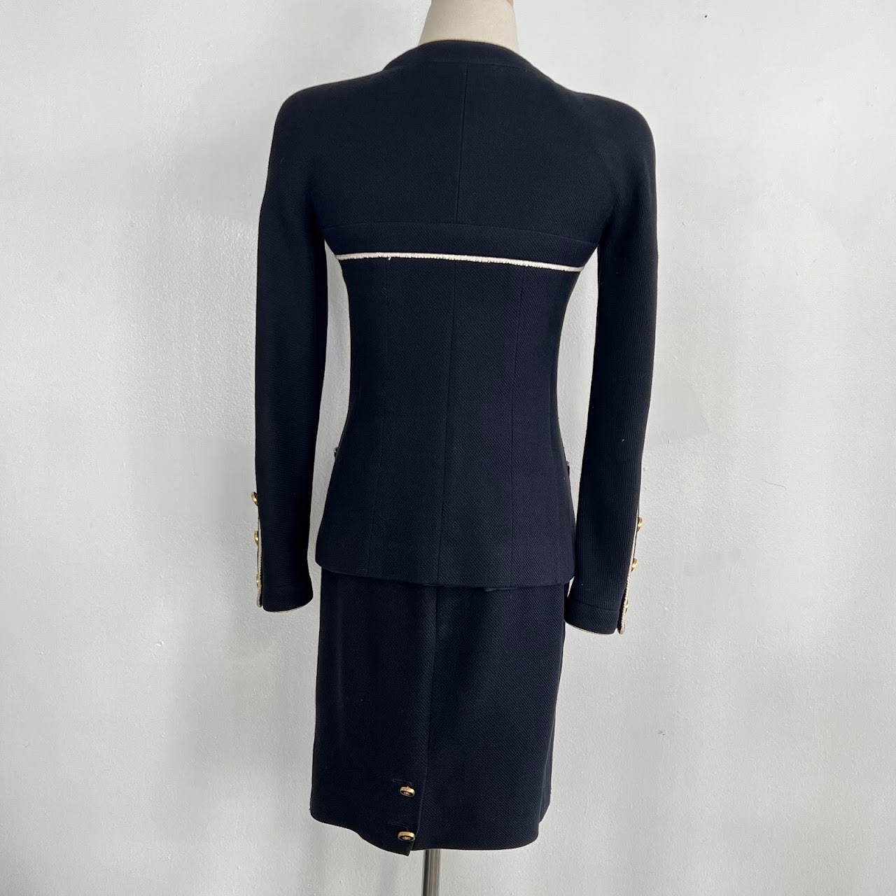 Chanel Boutique Cotton Pique Navy Blue Suit