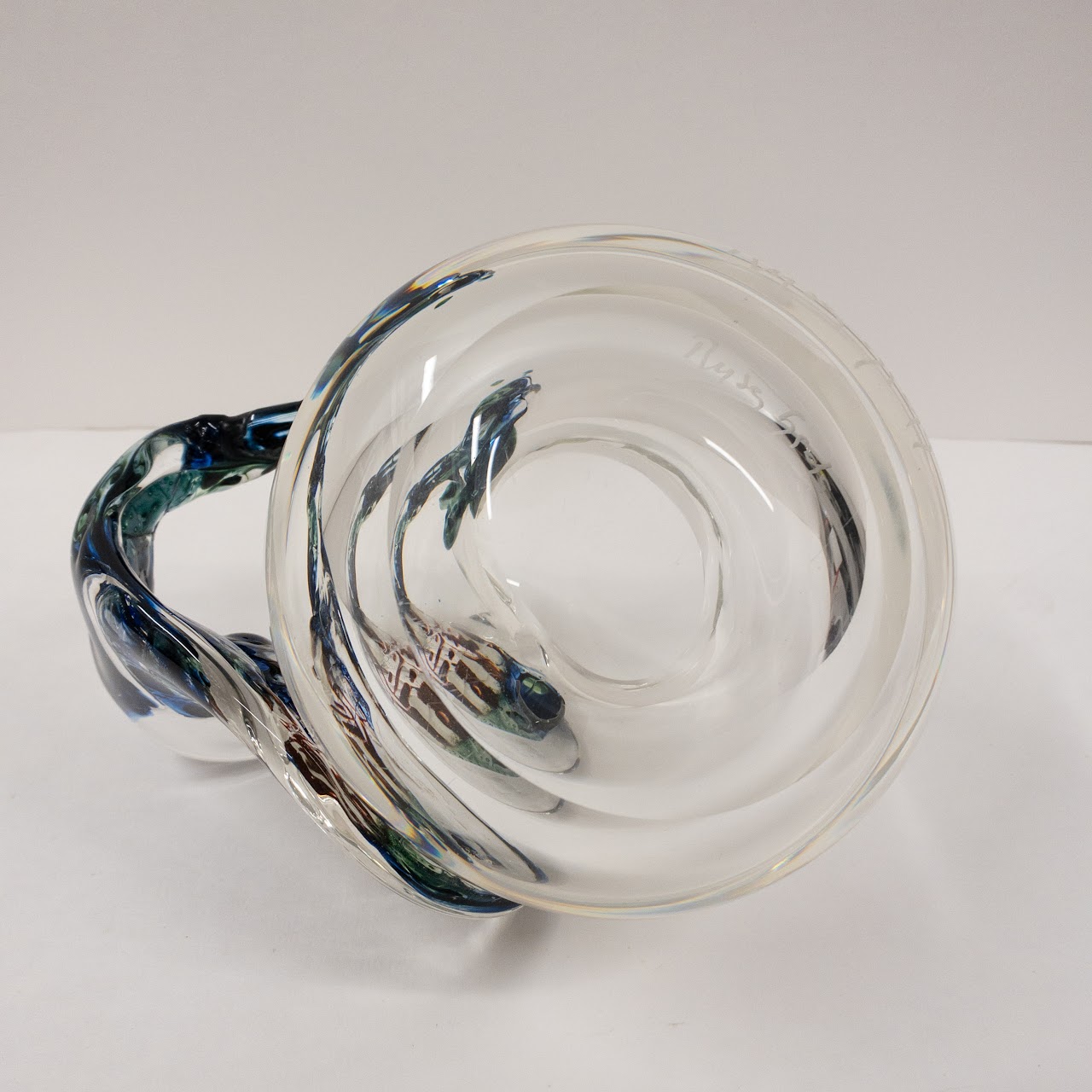 Blown Art Glass Signed Handled Vessel