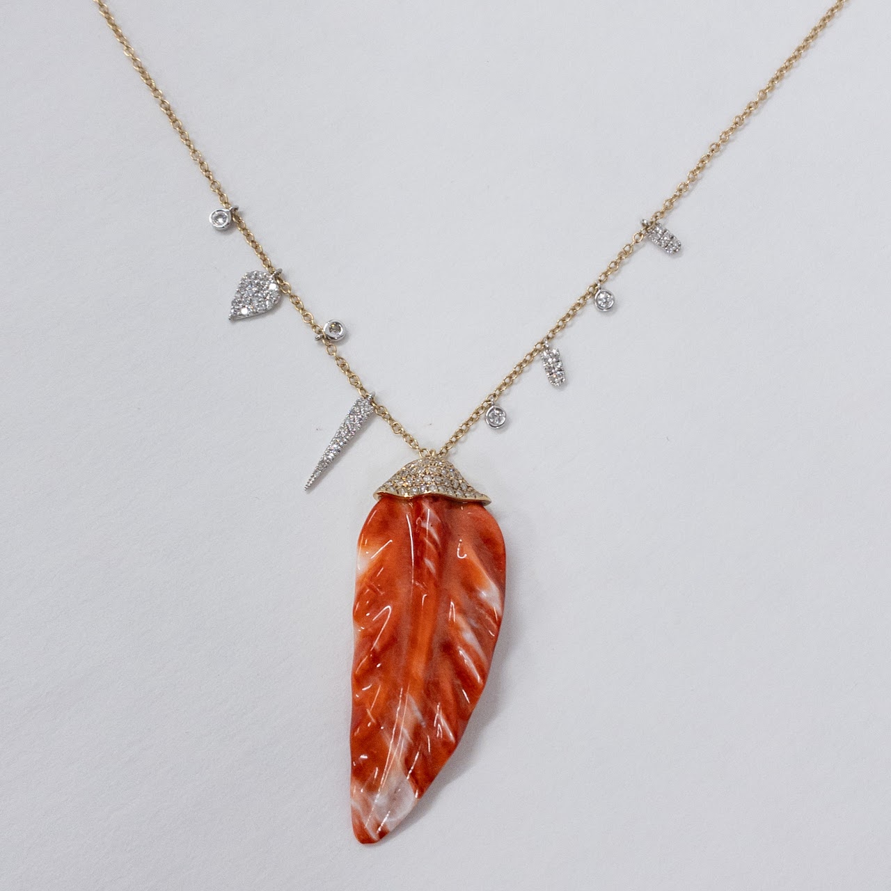 Meira T. 14K Gold, Coral & Diamond Pendant Necklace