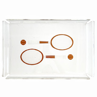 Tennis Motif Vintage Acrylic Serving Tray