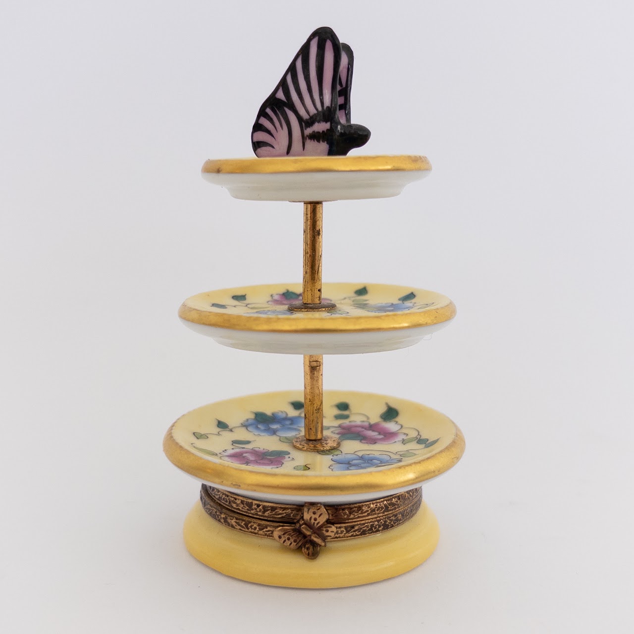 Limoges Limited Edition Three-Tiered Floral Server Miniature Box