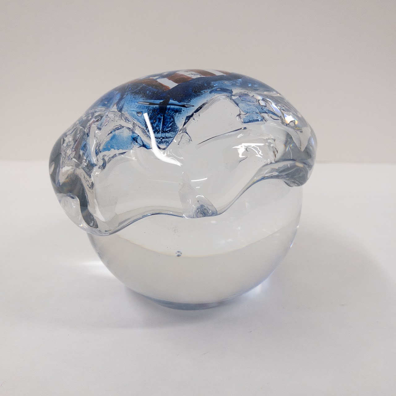 Blown Art Glass Signed Orb Paperweight