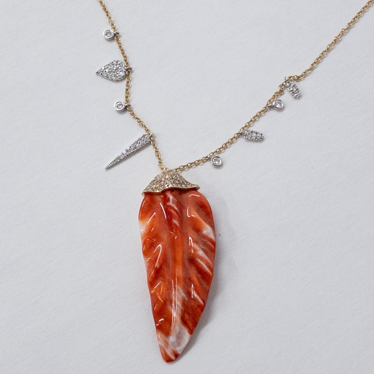 Meira T. 14K Gold, Coral & Diamond Pendant Necklace