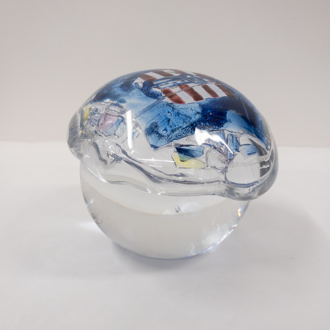 Blown Art Glass Signed Orb Paperweight