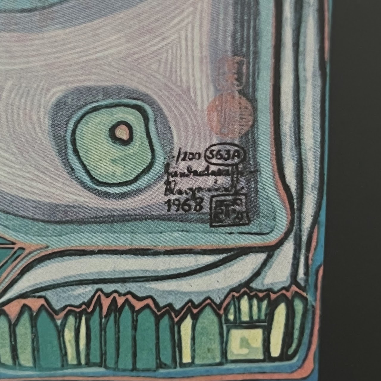 Friedensreich Hundertwasser 'Spectacles in the Small Face' Print in Custom Frame