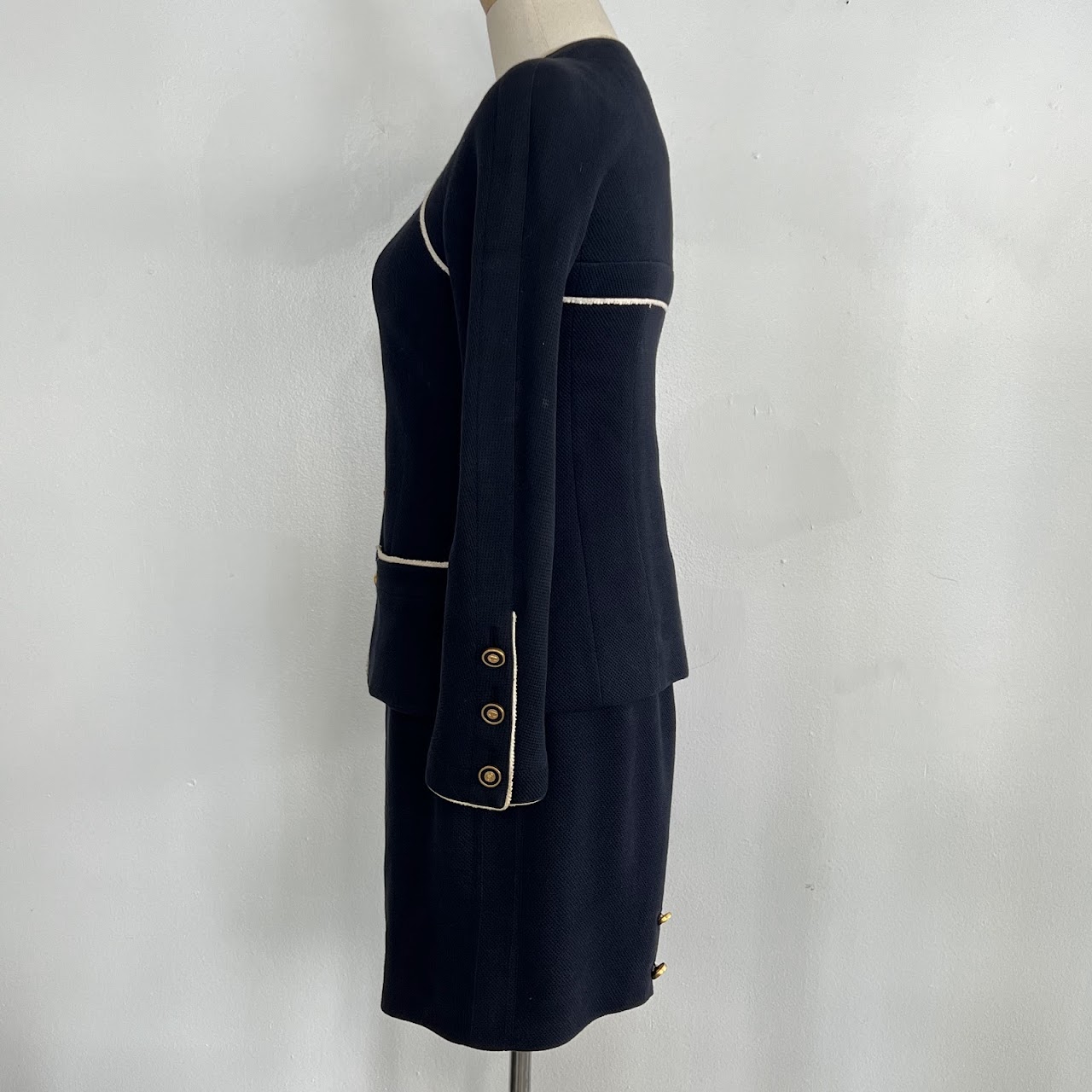 Chanel Boutique Cotton Pique Navy Blue Suit