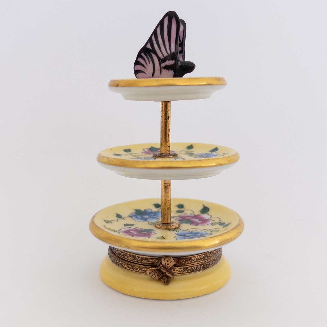 Limoges Limited Edition Three-Tiered Floral Server Miniature Box