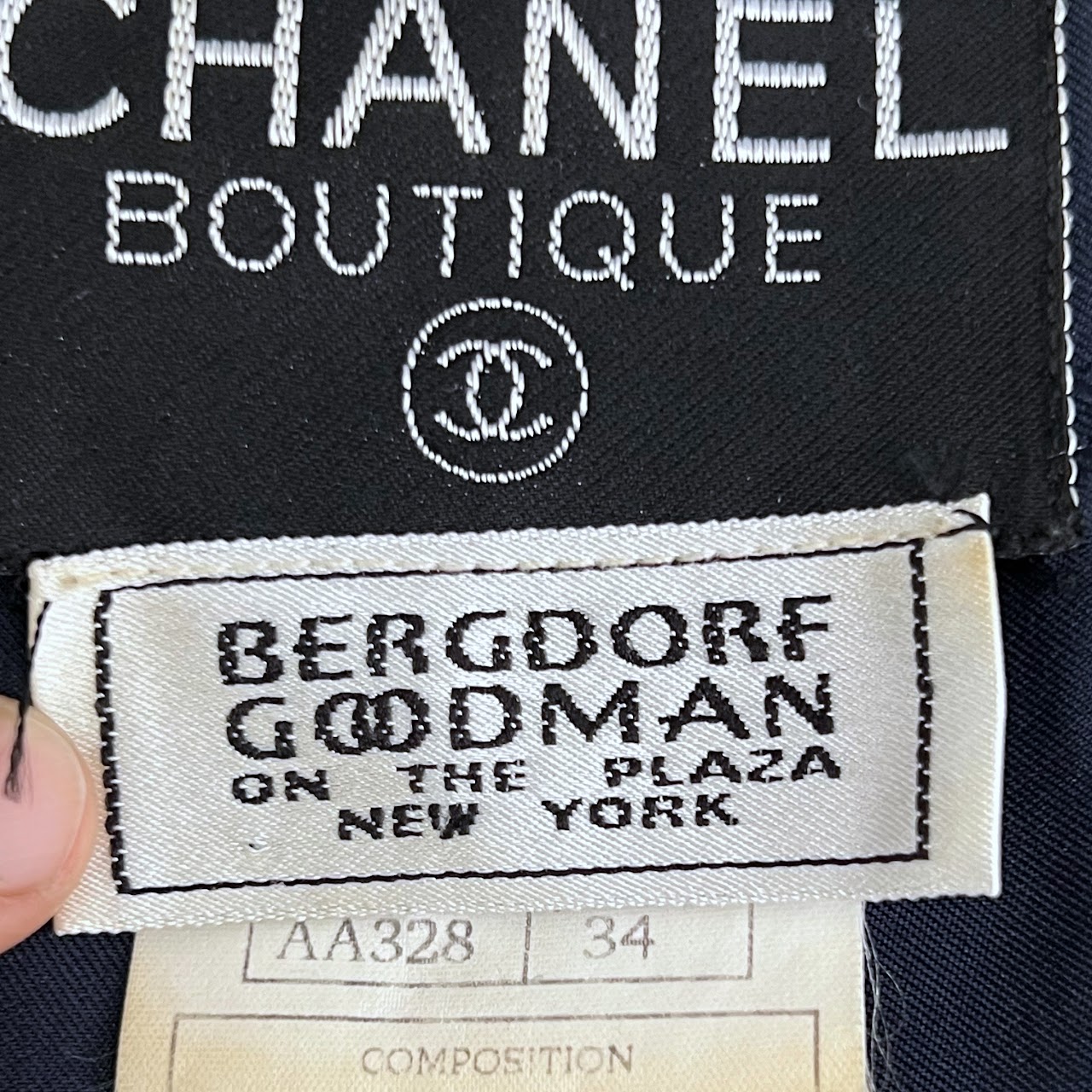 Chanel Boutique Cotton Pique Navy Blue Suit