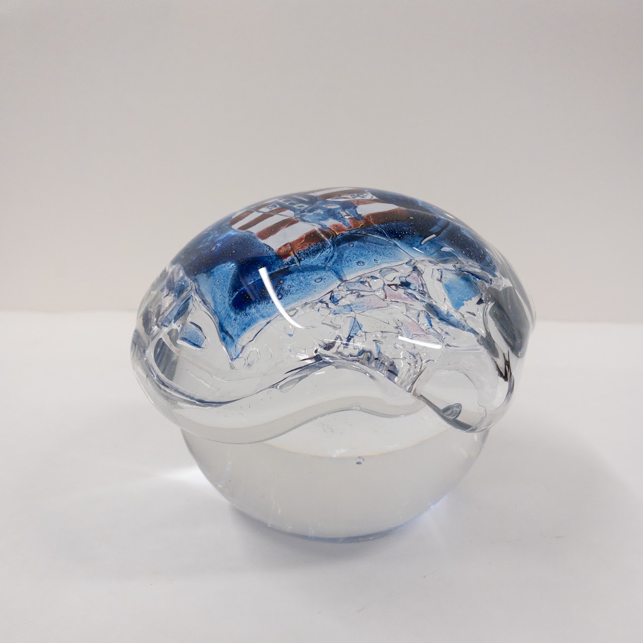 Blown Art Glass Signed Orb Paperweight