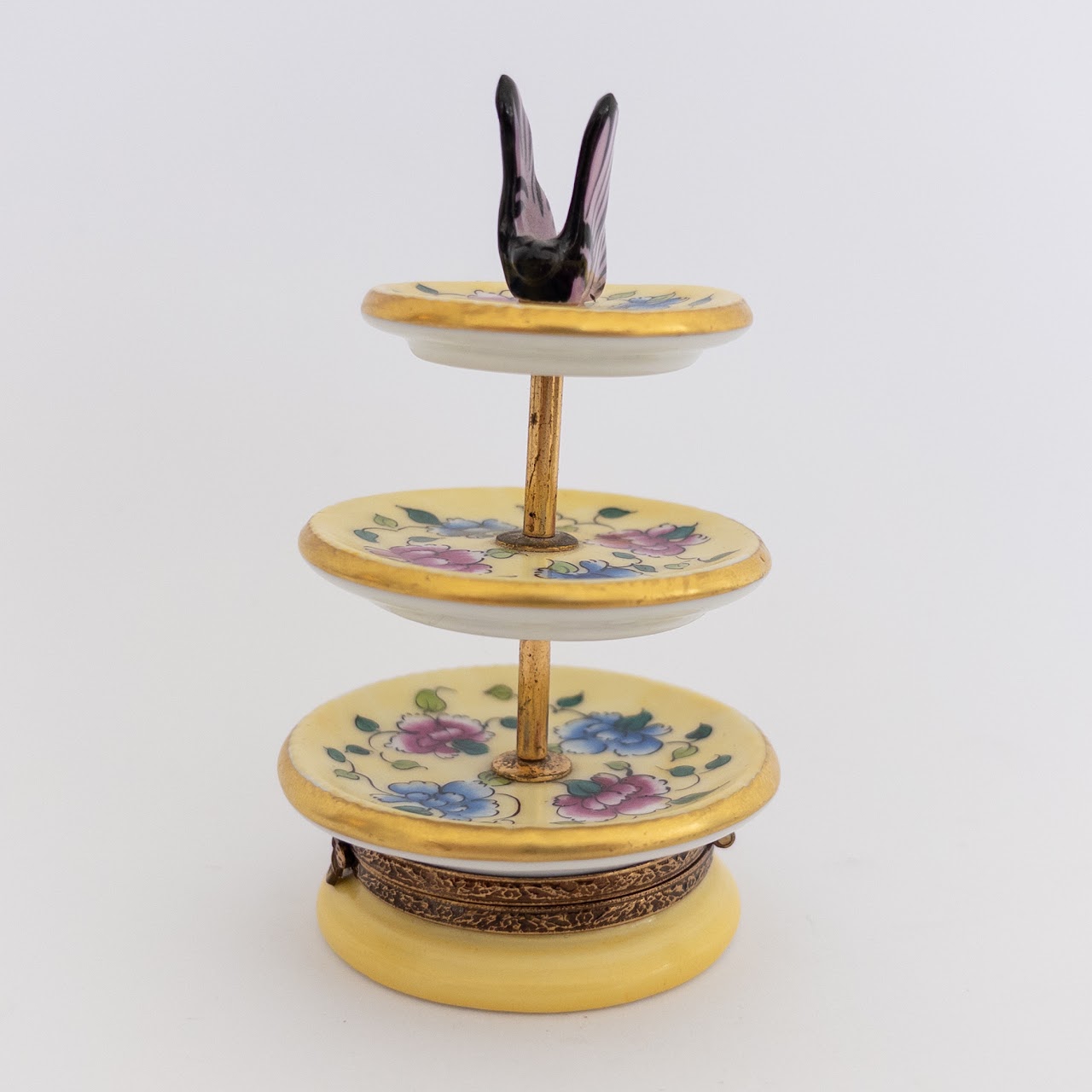 Limoges Limited Edition Three-Tiered Floral Server Miniature Box