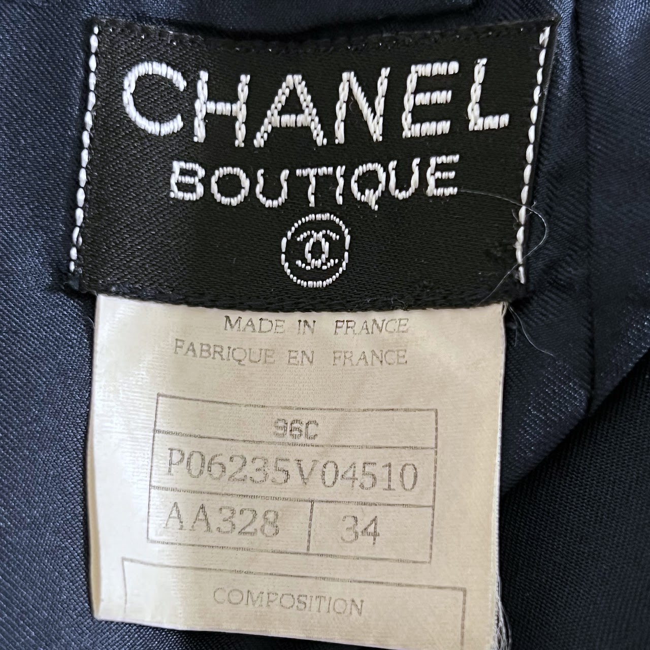 Chanel Boutique Cotton Pique Navy Blue Suit