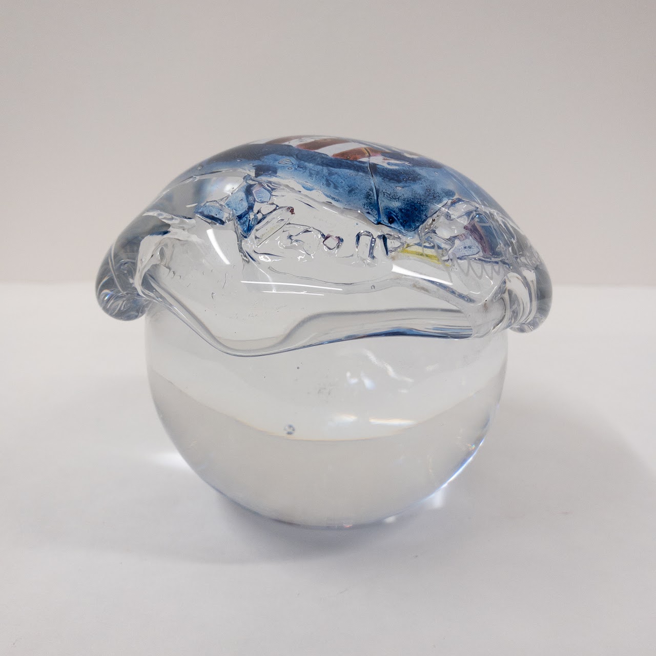 Blown Art Glass Signed Orb Paperweight