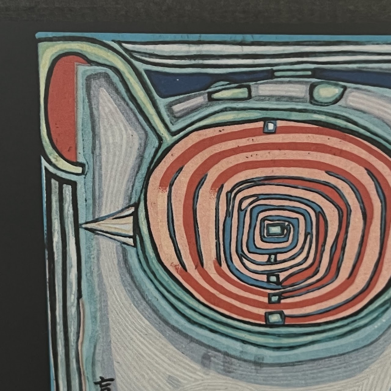 Friedensreich Hundertwasser 'Spectacles in the Small Face' Print in Custom Frame