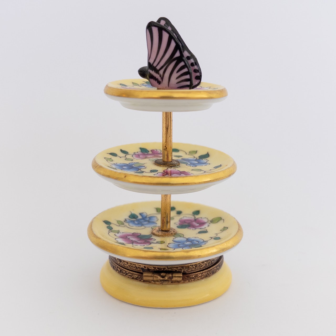 Limoges Limited Edition Three-Tiered Floral Server Miniature Box