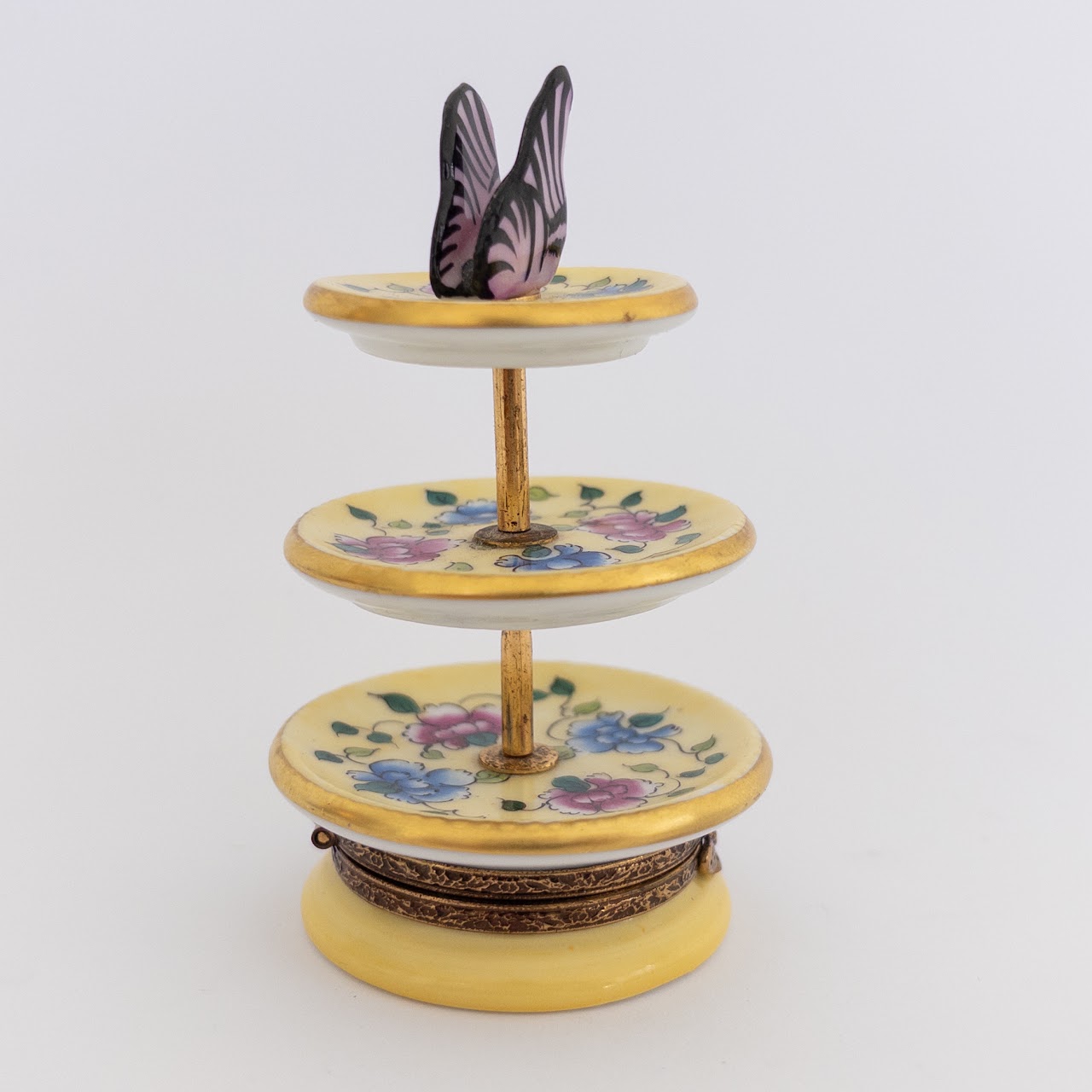 Limoges Limited Edition Three-Tiered Floral Server Miniature Box