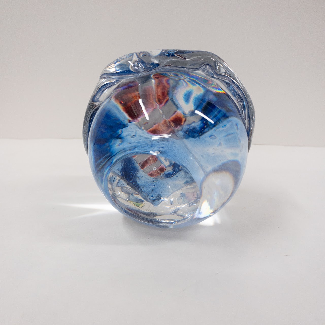 Blown Art Glass Signed Orb Paperweight