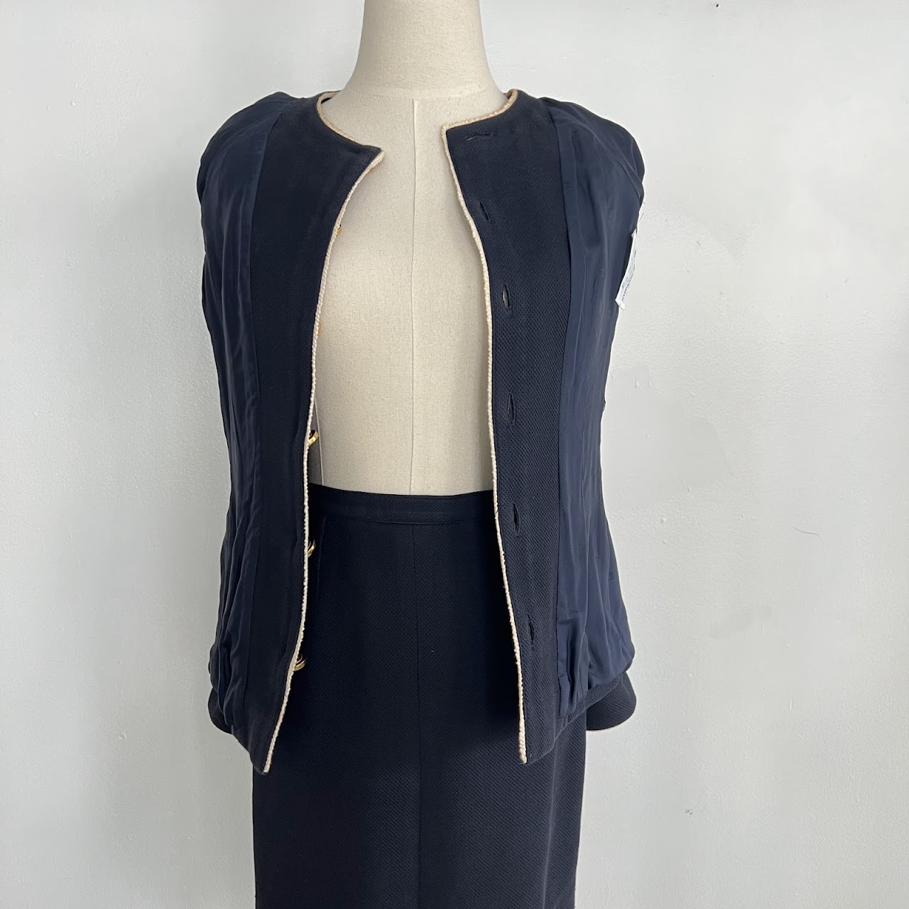 Chanel Boutique Cotton Pique Navy Blue Suit