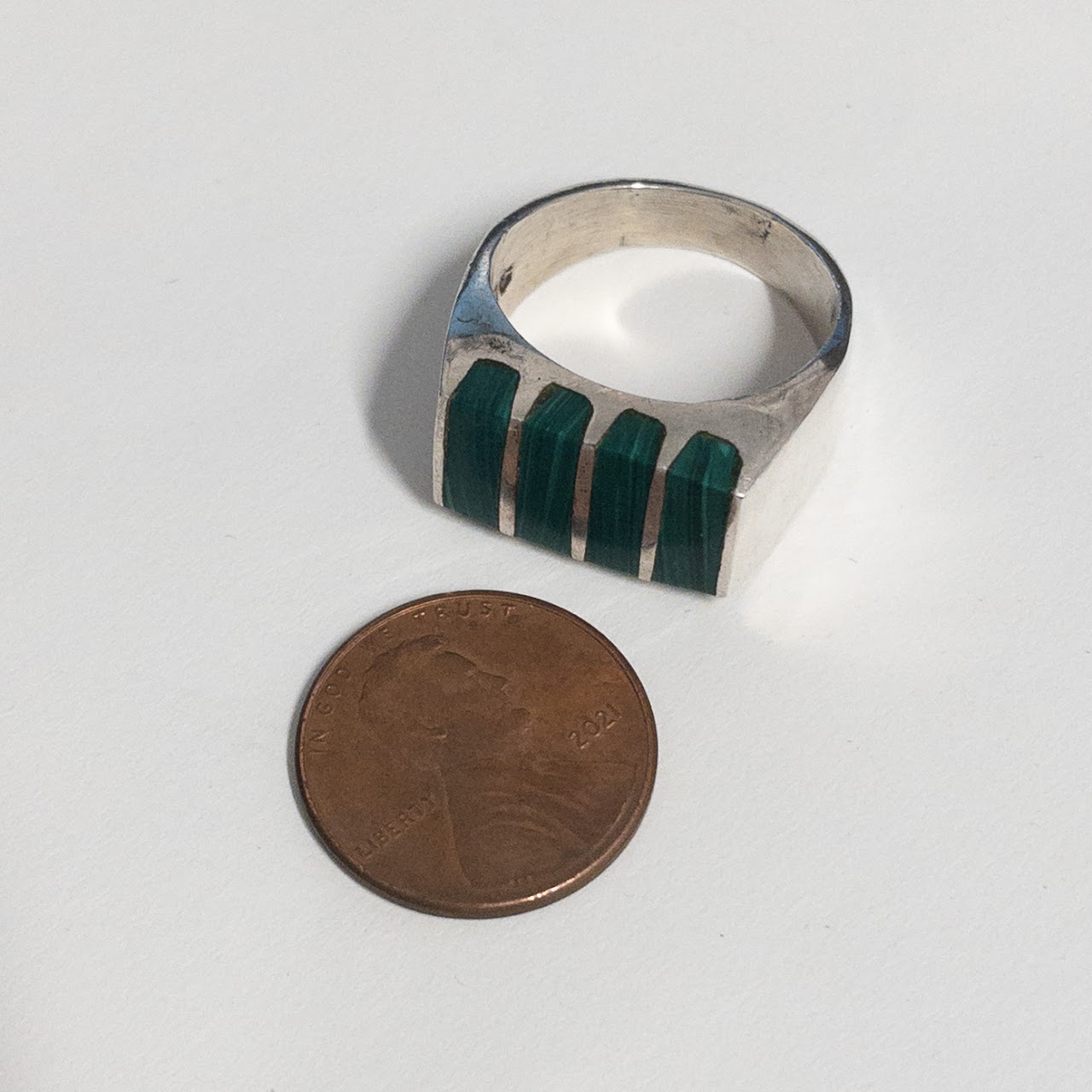 Sterling Silver and Malachite Ring