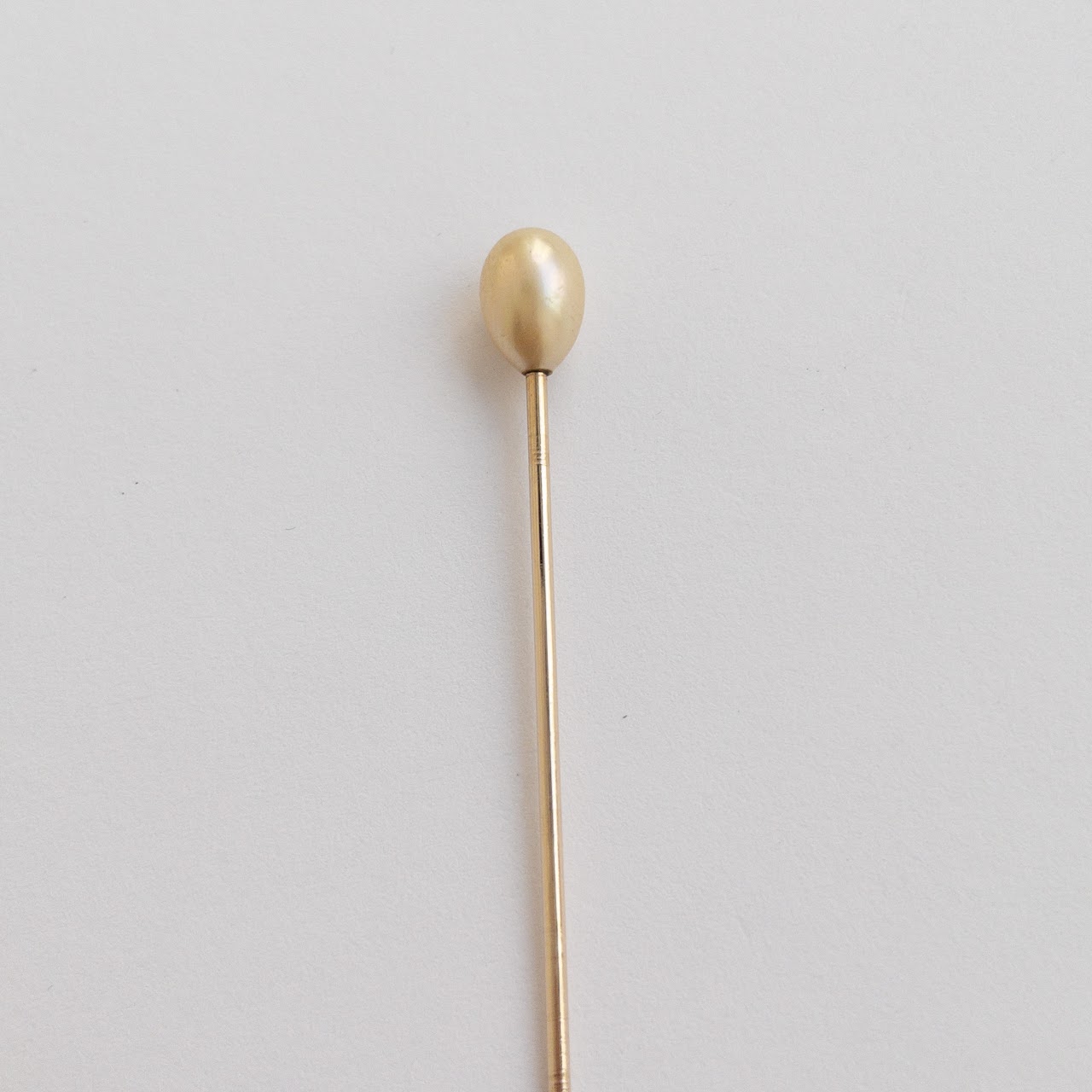 14K Gold and Faux Pearl Stick Pin