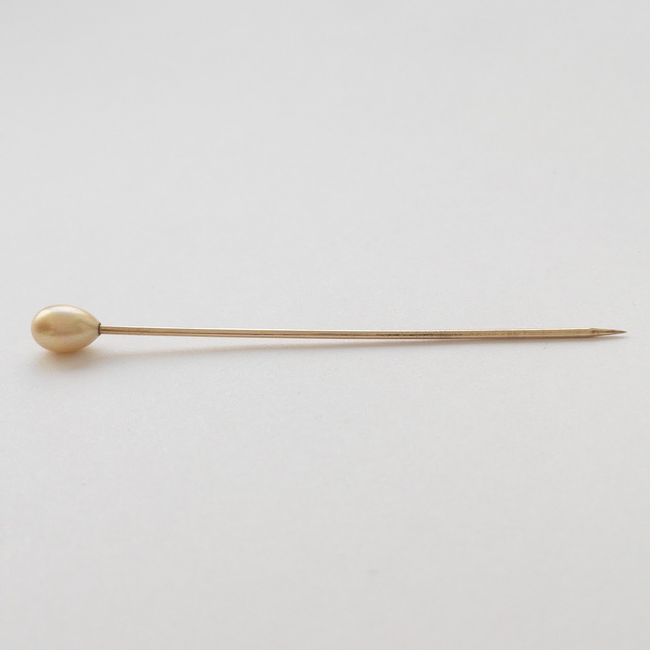 14K Gold and Faux Pearl Stick Pin