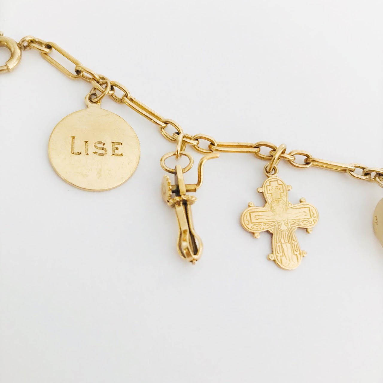 14K Gold & Sterling Silver Charm Bracelet