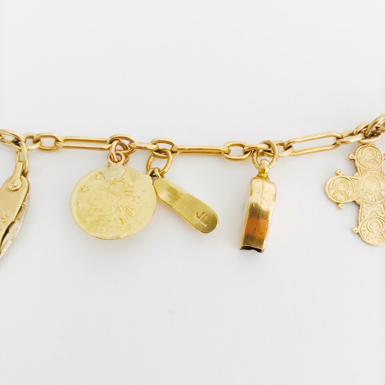 14K Gold & Sterling Silver Charm Bracelet