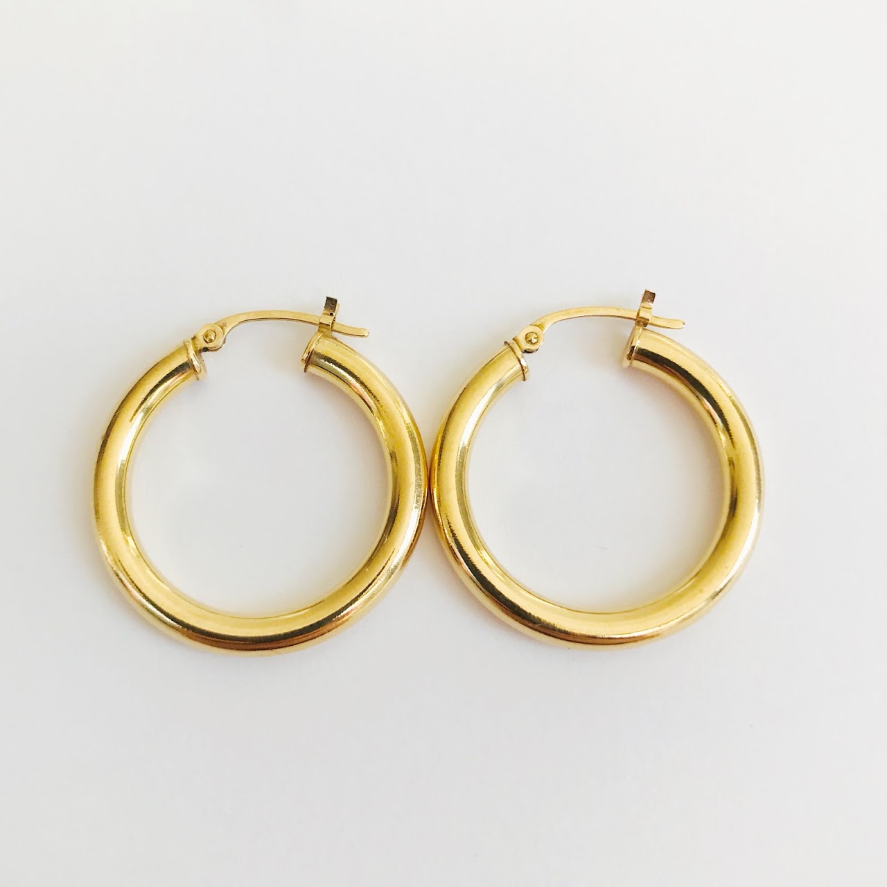 14K Gold 1" Hoop Earrings