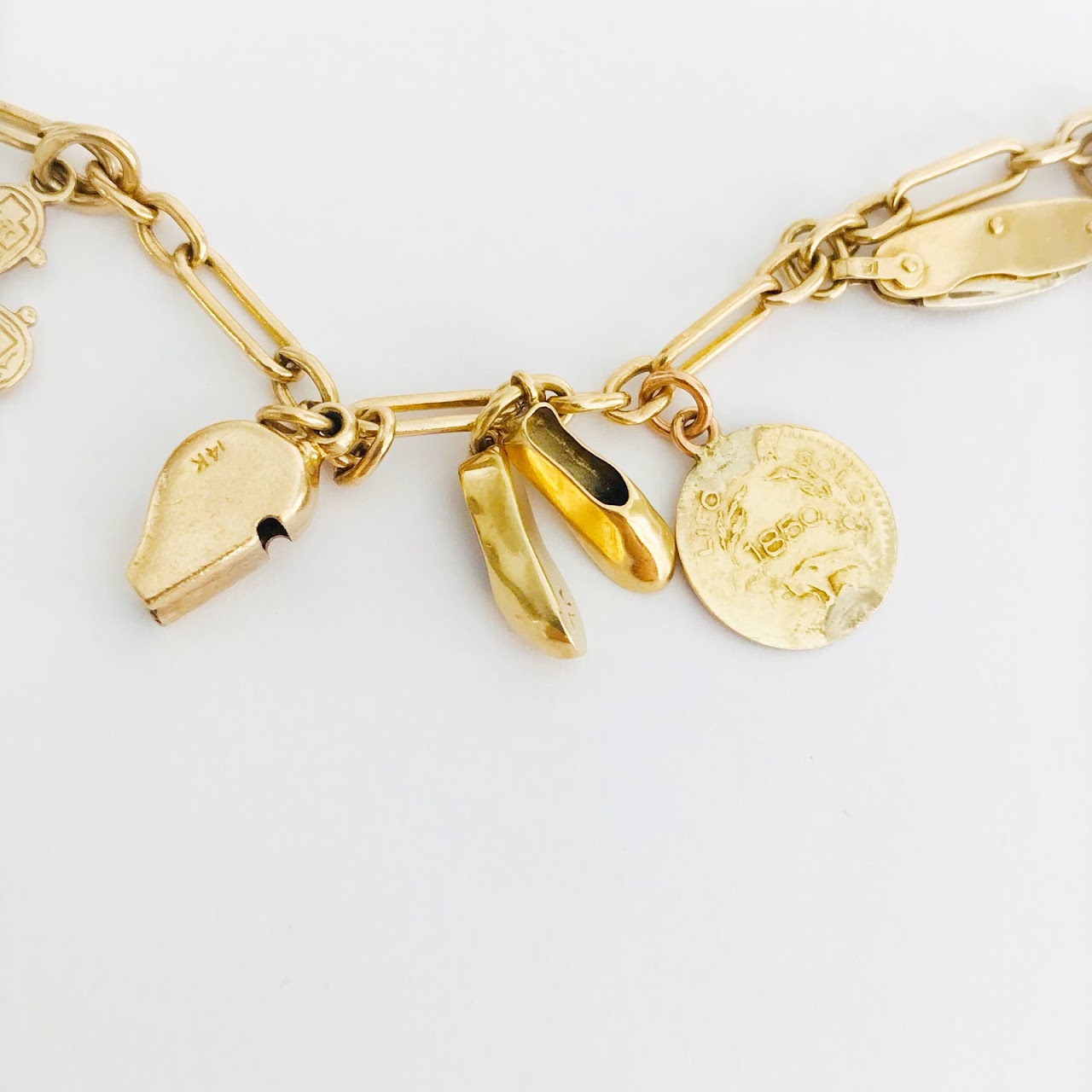 14K Gold & Sterling Silver Charm Bracelet