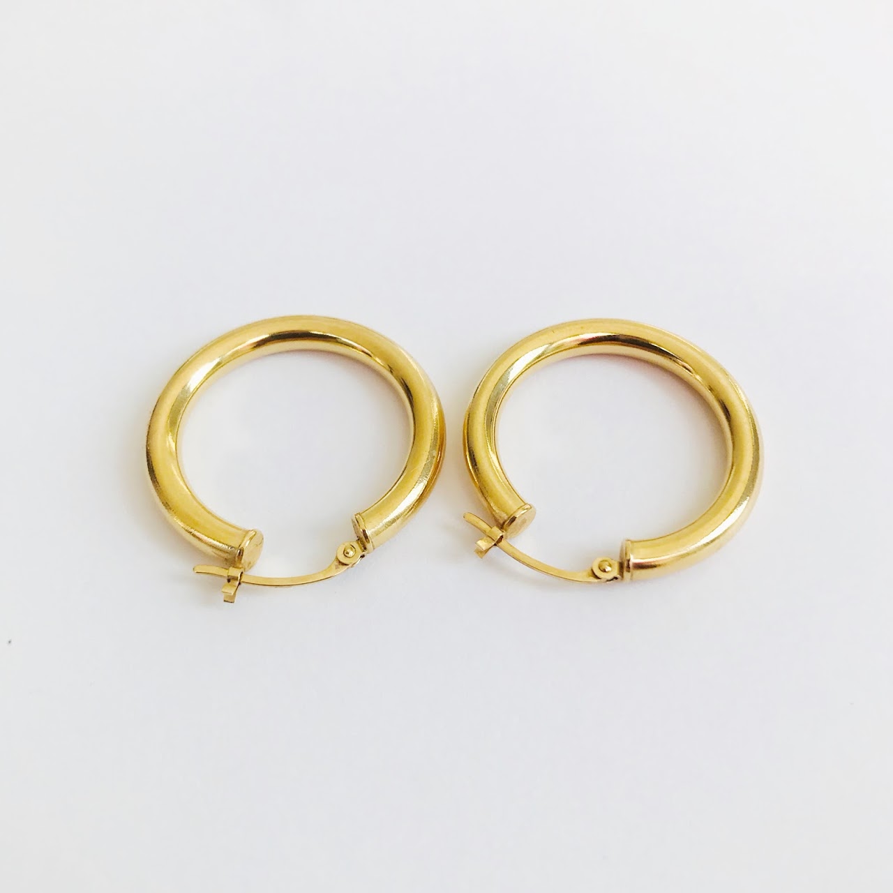 14K Gold 1" Hoop Earrings