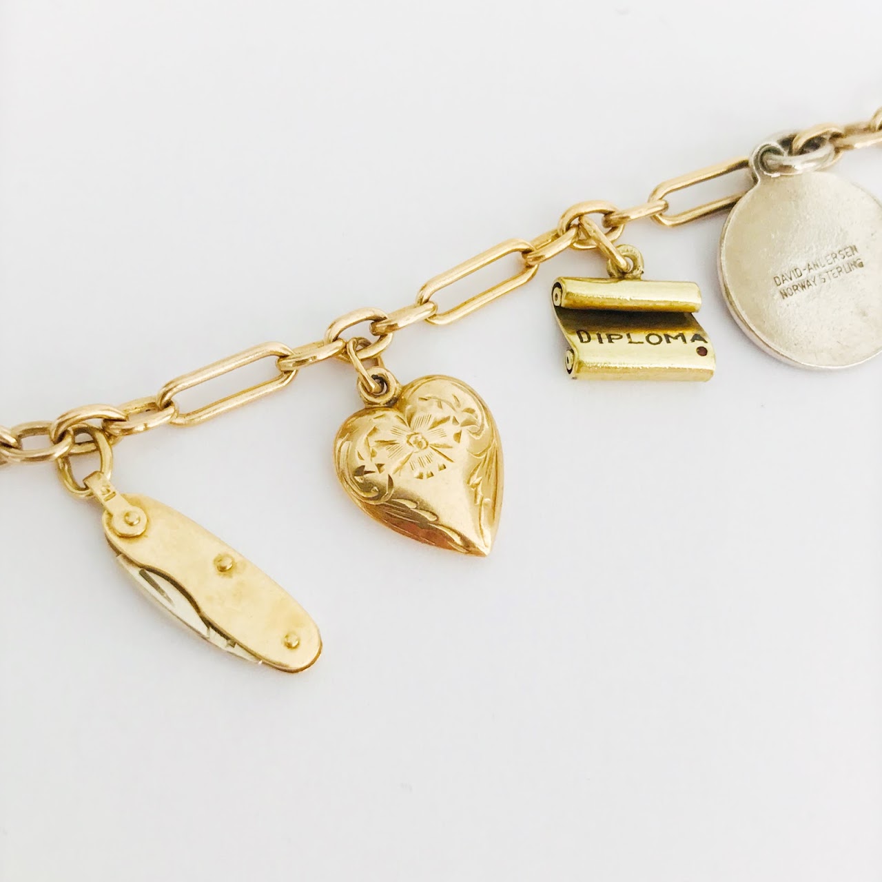 14K Gold & Sterling Silver Charm Bracelet