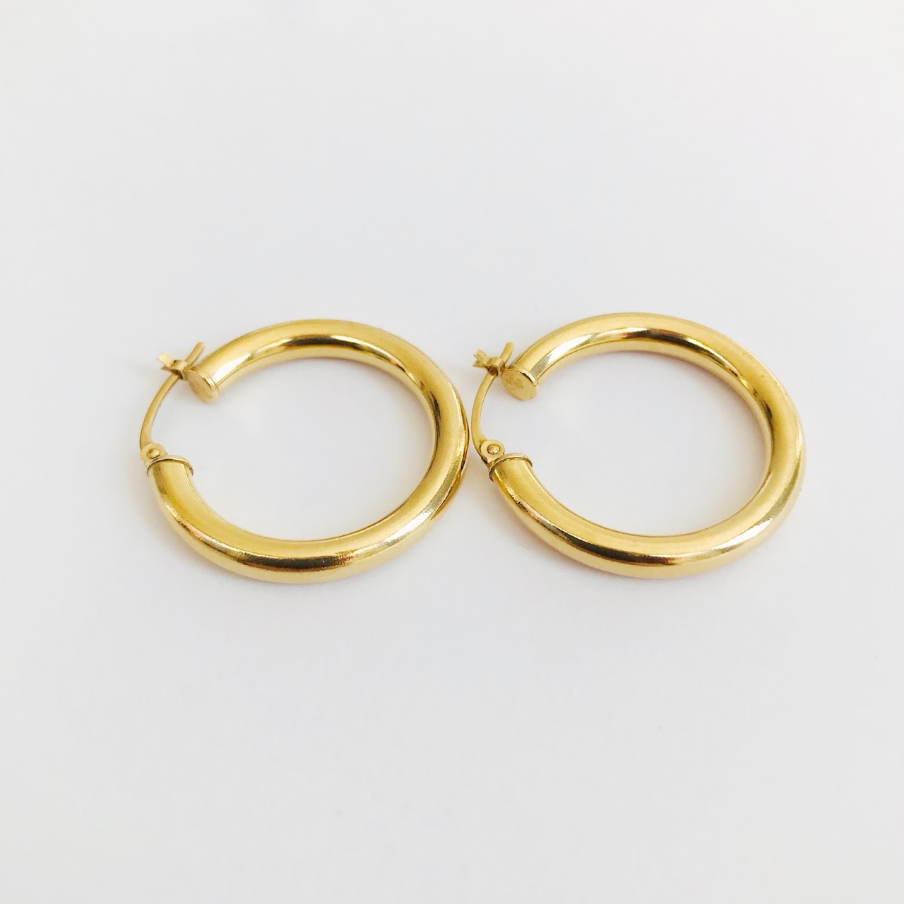 14K Gold 1" Hoop Earrings