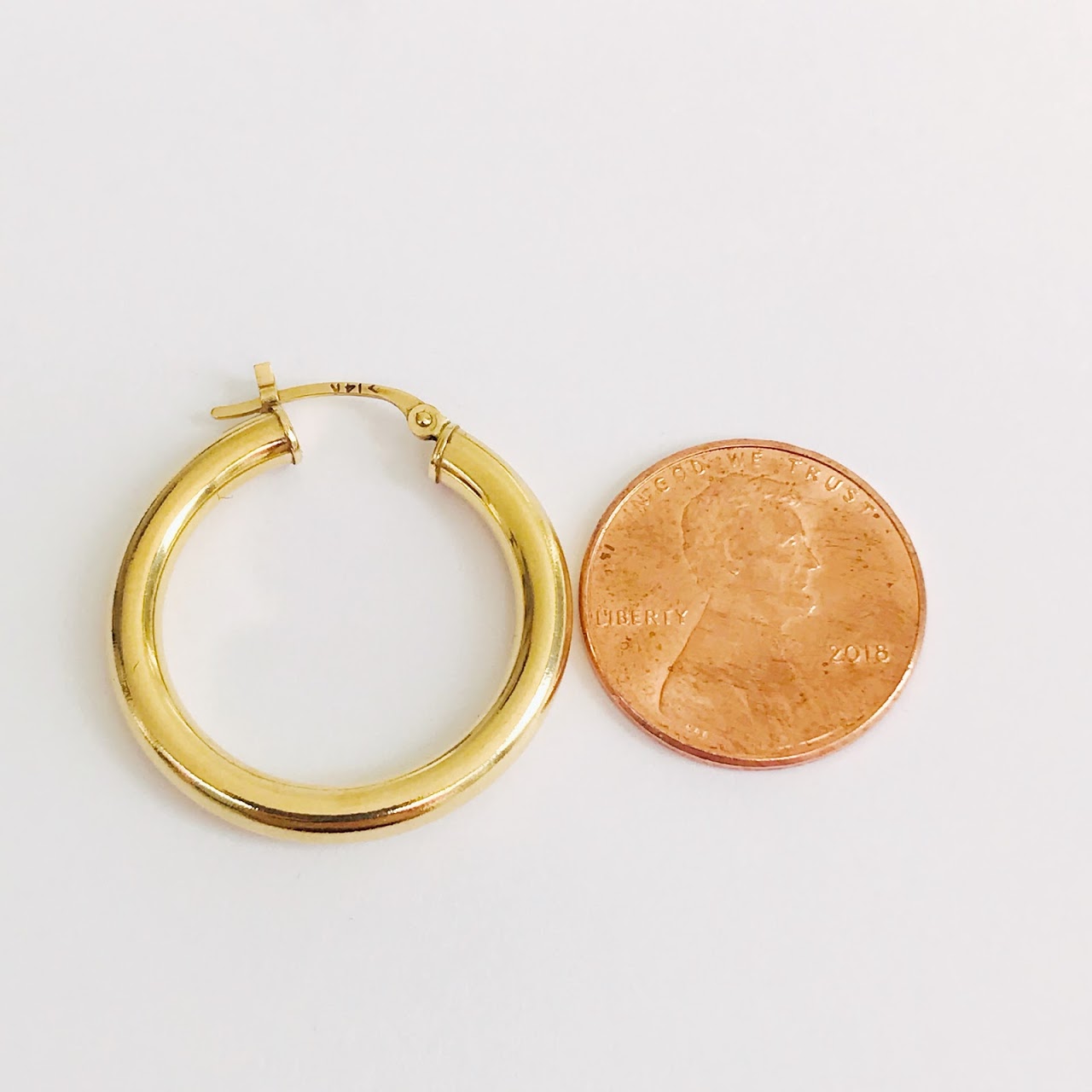 14K Gold 1" Hoop Earrings