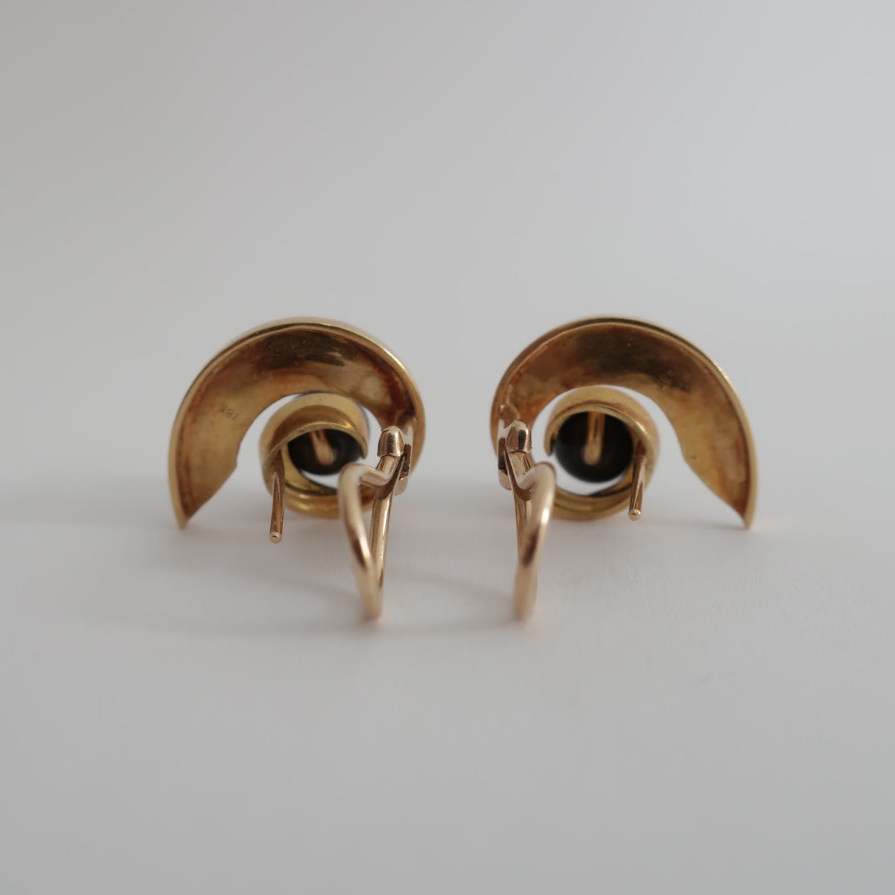 18K Gold & Onyx  Spiral Earrings