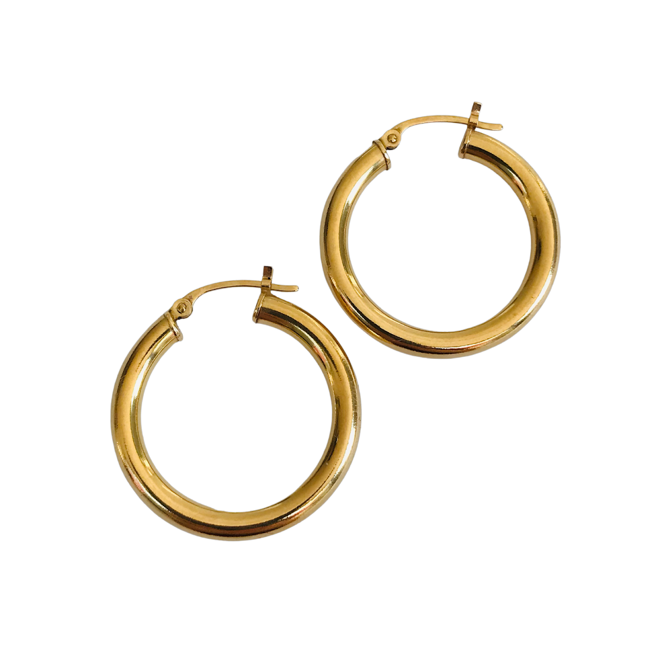 14K Gold 1" Hoop Earrings