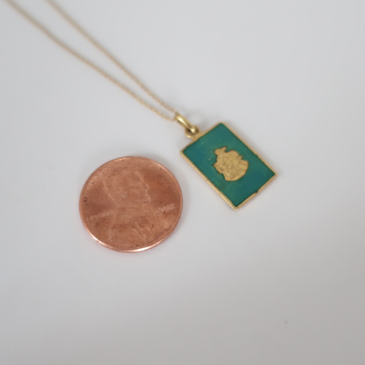 18K Gold & Enamel Pendant on Tiffany Chain