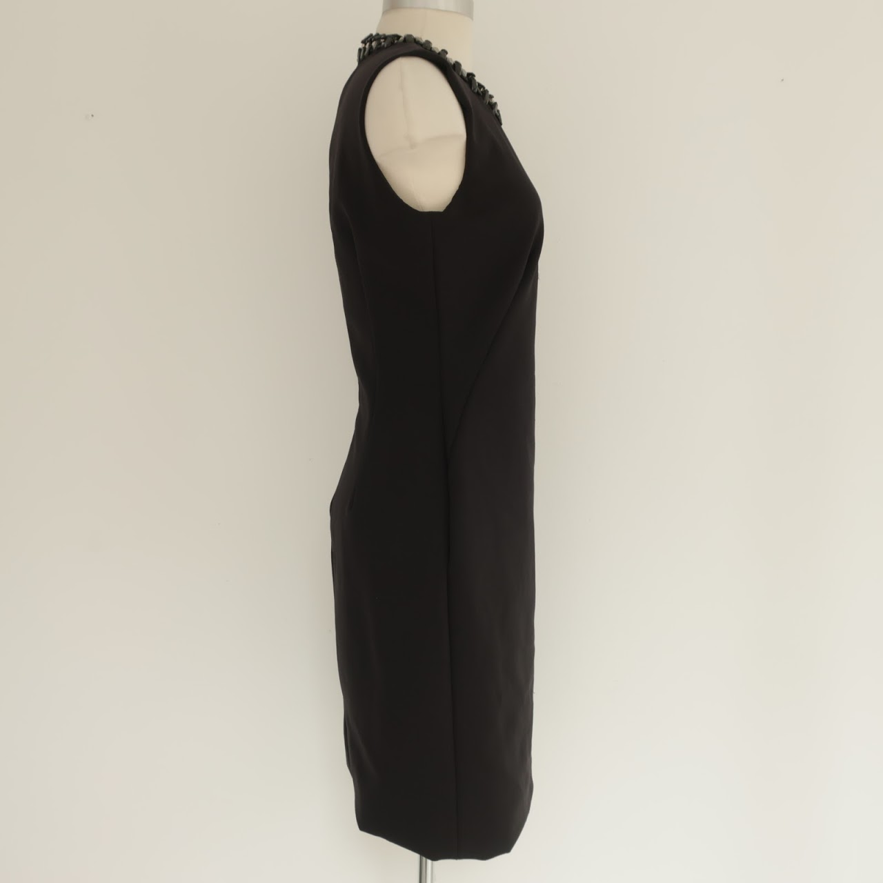 Alexander McQueen Embellished Neck Black Dress