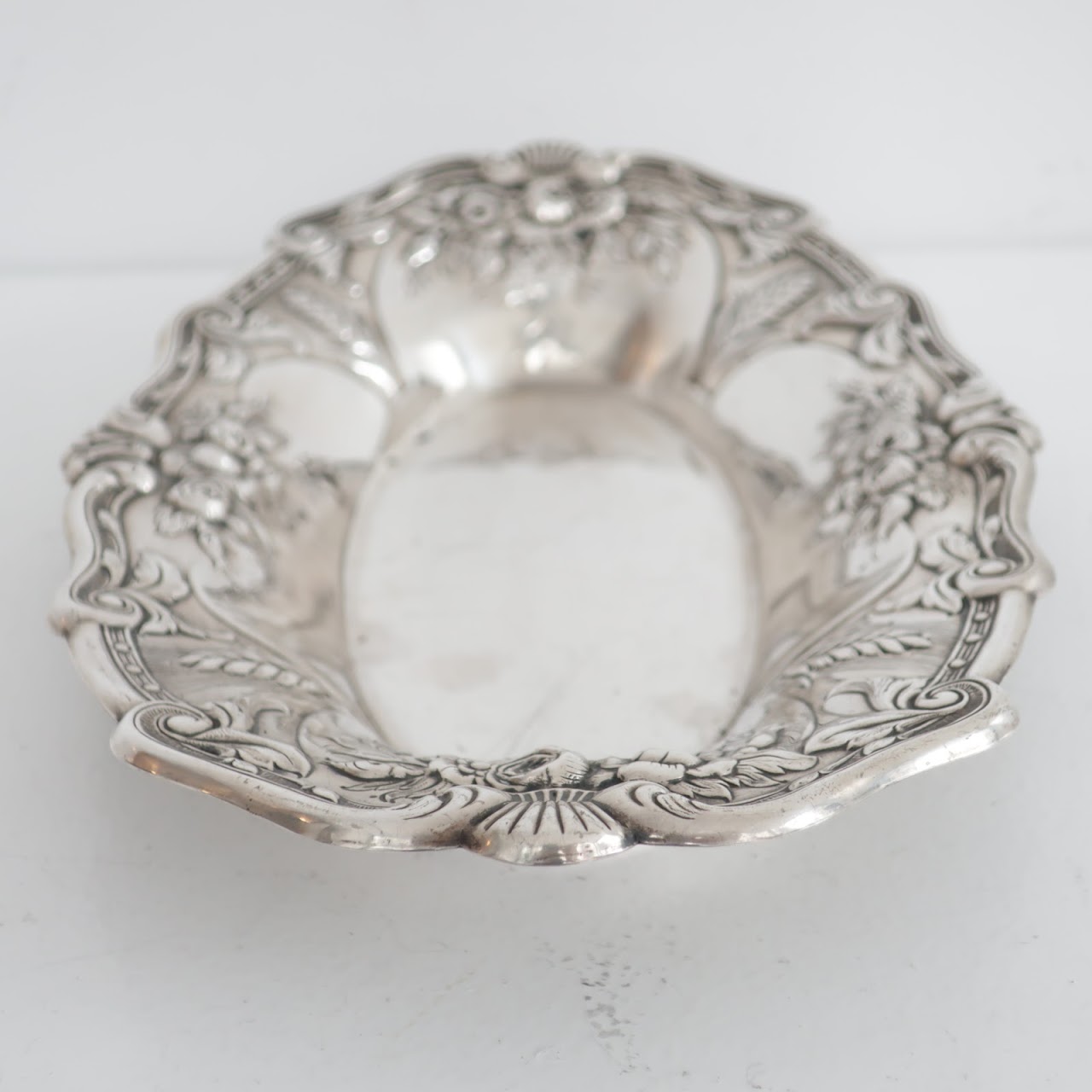 Frank M. Whiting Sterling Silver Repousse Oval Dish