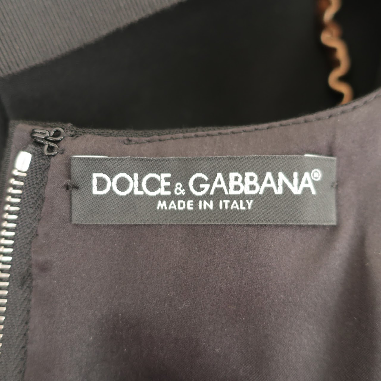 Dolce & Gabbana Leather Trimmed Cocktail Dress