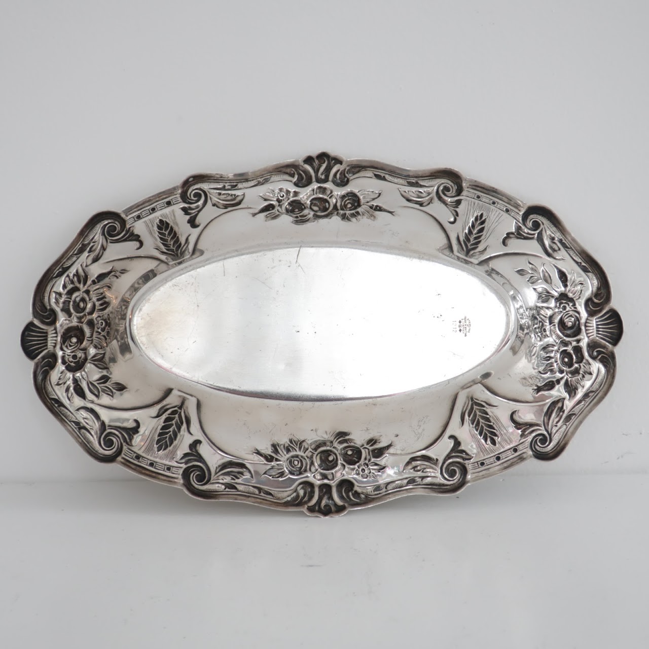 Frank M. Whiting Sterling Silver Repousse Oval Dish