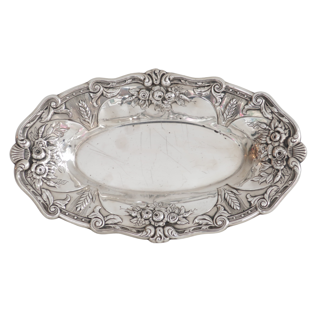 Frank M. Whiting Sterling Silver Repousse Oval Dish