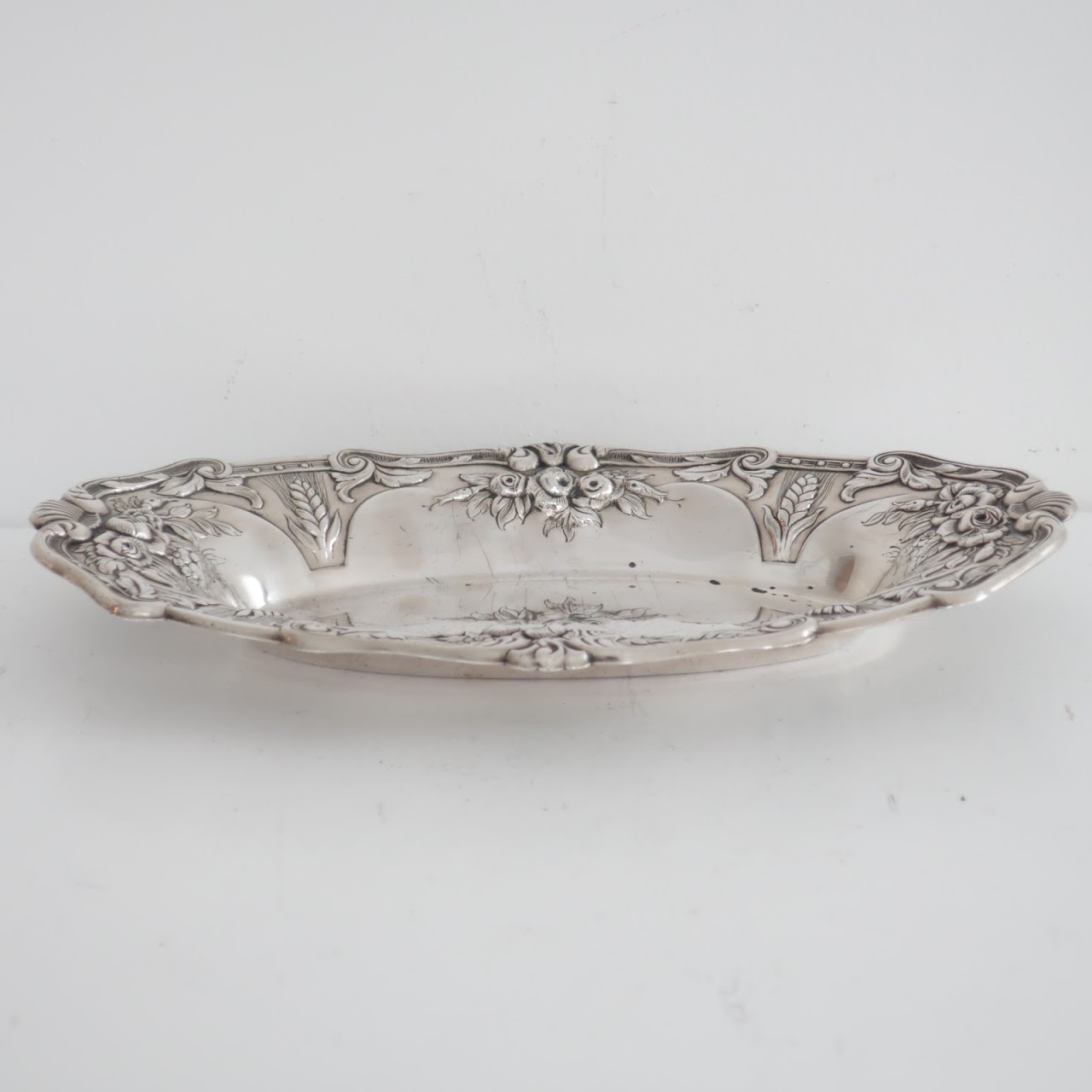 Frank M. Whiting Sterling Silver Repousse Oval Dish